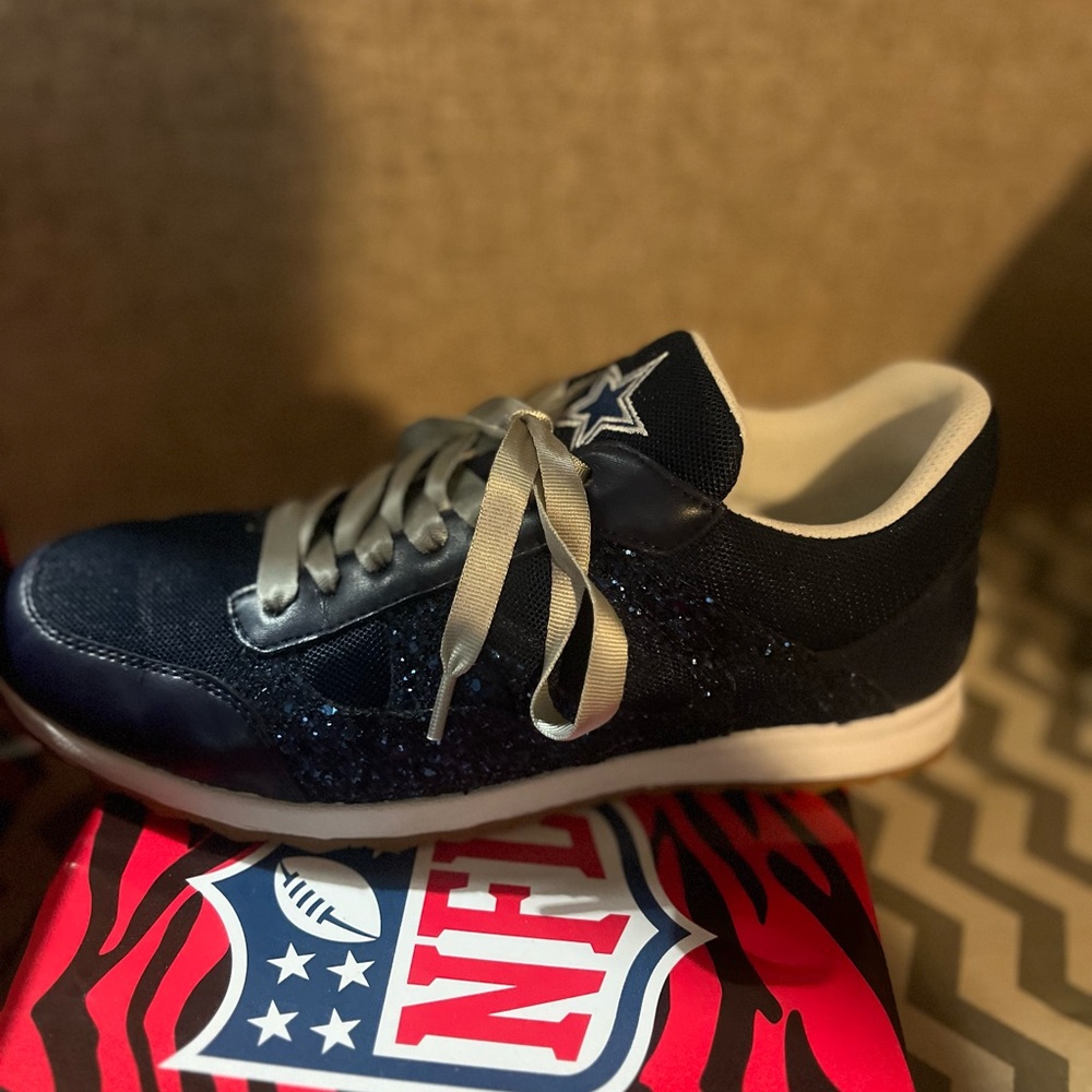NFL Dallas Cowboys Dark Blue women’s sparkly Sneakers with Star Logo